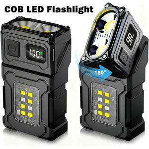 미니 USB 충전식 LED 손전등 휴대용 꼬리 자석 손전등 초강력 캠핑 랜턴 측면 COB 비상등