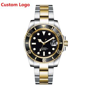 커스텀 로고 럭셔리 NH35 오토매틱 손목시계 40MM 코르게 남성용 시계 투톤 스트랩 세라믹 베젤 사파이어 다이브 남성 시계