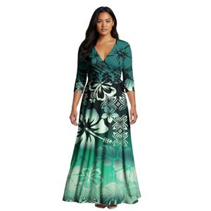 여성용 고급 의류 맞춤형 사모아 풀레타시 타파 드레스 아일랜드 롱 드레스 폴리네시아 정장 볼 가운 웨딩 드레스