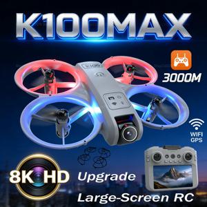 새로운 K100 MAX HD 8K 드론, 듀얼 카메라 장착, 장애물 회피, 광학 흐름 기술, 전문 항공 촬영 비디오, 성인 선물용