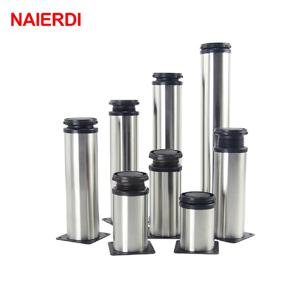 NAIERDI 5 CM-30 CM 가구 조절 캐비닛 다리 & # Stainless Steel 표 소파 Metal 발 와 Screws 홈 개선을 하드웨어