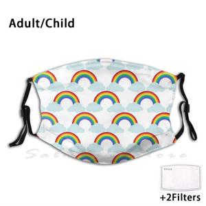 간단한 무지개와 구름 패턴 재미 있은 인쇄 재사용 가능한 Pm2.5 필터 얼굴 마스크 무지개 무지개 비 구름 구름 귀여운 날씨
