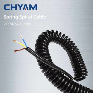 검정색 멀티 2/3/4/6/8 코어 와이어 스프링 나선형 케이블 핀 0.2mm0.5mm1.5mm 전원 코드는 인장 와이어를 연장할 수 있습니다