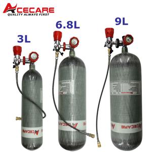 Acecare CE 탄소 섬유 스쿠버 다이빙 탱크 보틀, 밸브 필 스테이션 포함, M18 * 1.5 SCBA 내화, 3L, 6.8L, 9L, 30Mpa, 300Bar, 4500psi