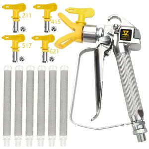 에어리스 페인트 스프레이 건, 고압 3600 PSI, 4개의 회전 조인트(211, 415, 517, 621) 및 6개의 필터 포함