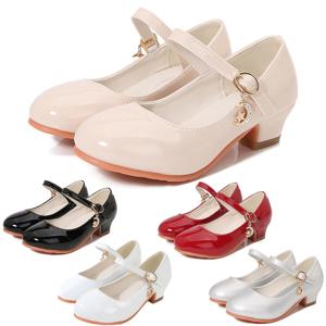 하이힐 소녀 신발 공식 행사 어린이 신부 들러리 행사 공주 파티 샌들 소녀를위한 화이트 블랙 학교 샌들