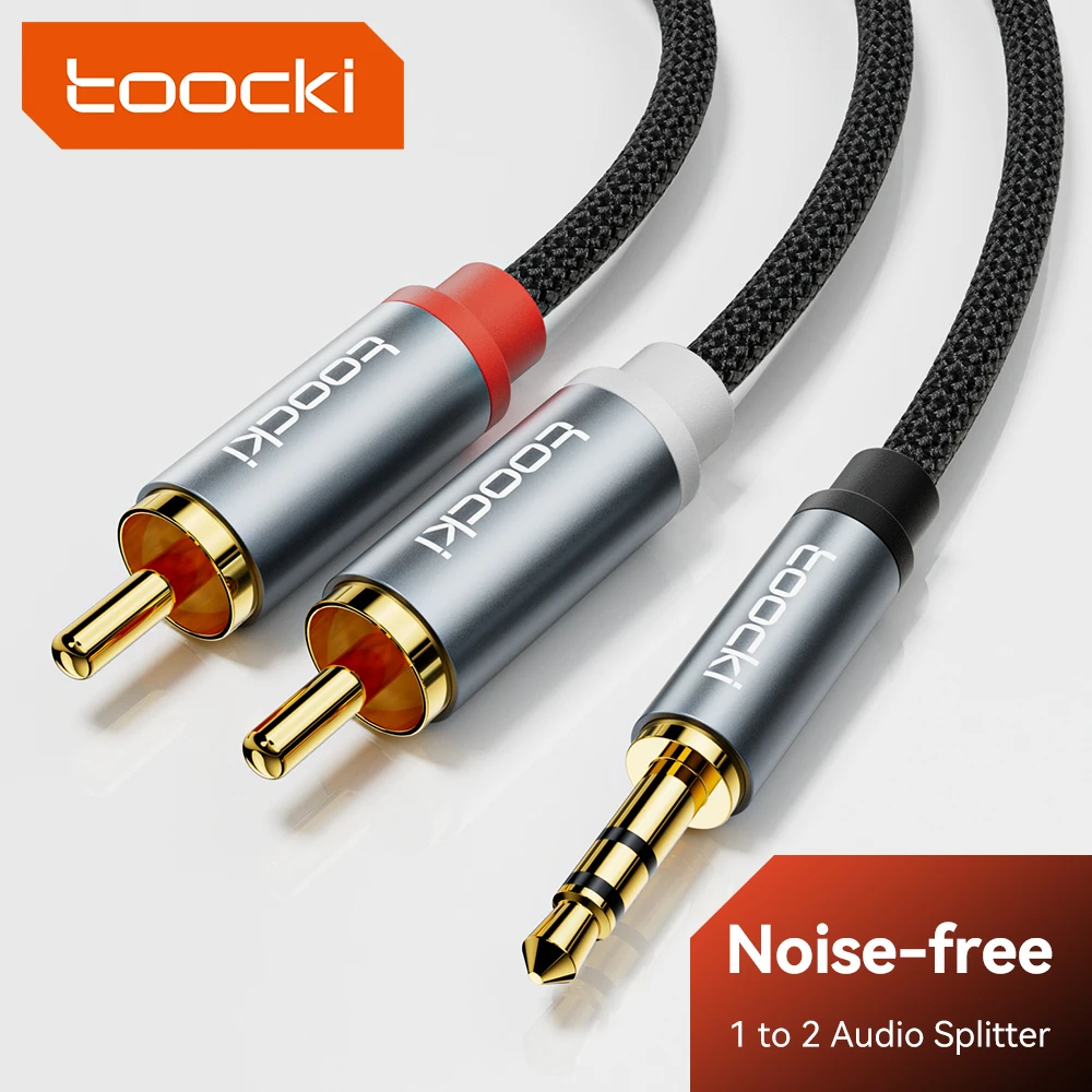 Toocki RCA 오디오 케이블 3.5mm 남성 2RCA 스피커 케이블 남성 분배기 AUX 2 RCA 코드 잭 TV 박스 증폭기 DVD 플레이어 와이어