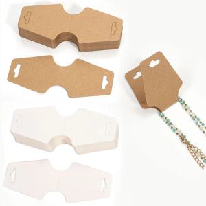 50 개/몫 12x5cm 접이식 디스플레이 카드 목걸이 팔찌 크래프트 종이 카드 DIY 쥬얼리 소매 골판지 포장 태그 라벨