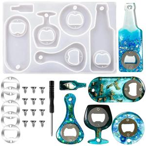 병따개 수지 금형 키트, 에폭시 용 맥주 오프너 실리콘 몰드, 와인 코르크 따개 용 수지 쥬얼리 주조 금형, DIY 공예