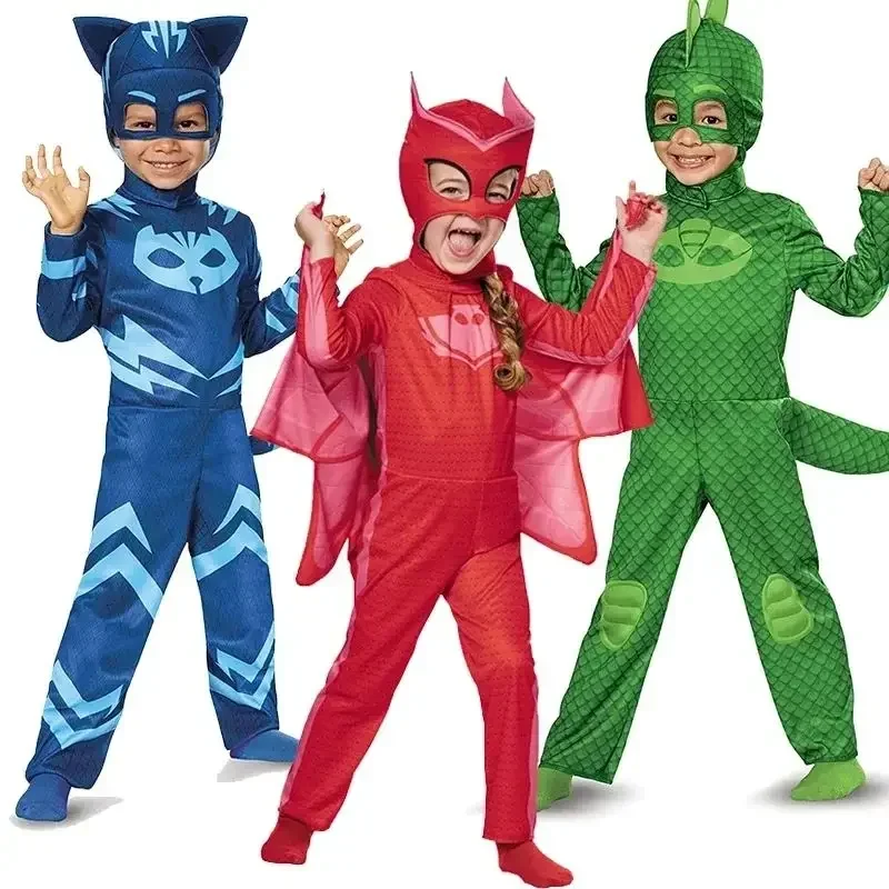 애니메이션 마스크 Owlette Catboy Connor Greg Amaya 코스프레 의상 Gekko Sutis 망토 파티 의상 소년 공연 쇼