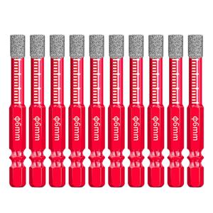10pcs 6mm 육각 생크 납땜 건조 세라믹 타일 드릴 비트 대리석 화강암 유리화 타일 구멍 오프너 다이아몬드 드릴 비트 구멍 톱