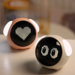 미지아 귀여운 표정 알람 시계 스누즈 기능 어린이용 디지털 알람 시계 음성 제어 인텔리전스 LED 야간 조명 알람 시계