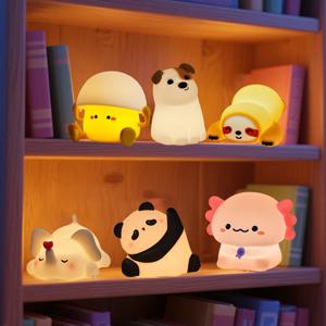 귀여운 동물 모양 수면등 부드러운 실리콘 조명 침대등 침실용 어린이 생일 선물 팬더 강아지 오리 나무늘보 코끼리