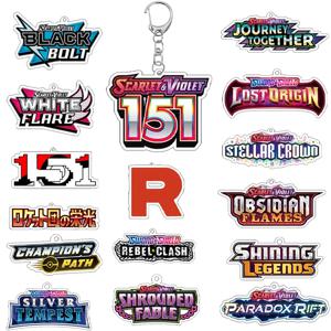 애니메이션 만화 PTCG 로고 풀 시리즈 카드 아크릴 키체인 휴대폰 펜던트 참 패션 자동차 키링 장식품 선물