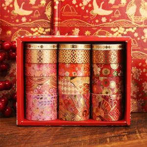 꽃무늬 포일 스탬핑 및 와시 테이프 세트 15롤 - DIY 선물, 스크랩북, 사진 프레임용 장식 마스킹 테이프