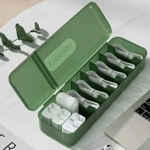 7칸 수납 정리함 충전기 코드 보관함 데이터 케이블 보관 케이스 재사용 가능 케이블 정리함 가정용 여행용 새 상품