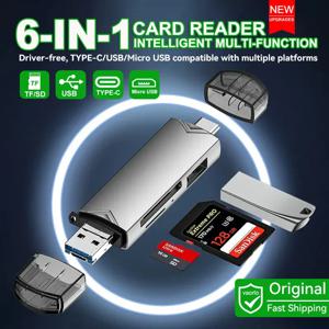 6 in 1 OTG 다기능 USB 3.0 카드 리더기 U 디스크 TYPE-C/USB/TF/SD 플래시 드라이브 메모리 카드 어댑터 휴대폰 노트북 컴퓨터용
