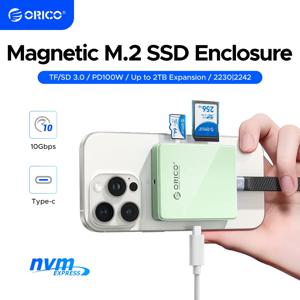 ORICO 마그네틱 M.2 2230/2242 NVMe SSD 인클로저 아이폰 4K ProRes 녹화용 SD/TF 3.0 카드 리더 PD100W 충전 포트