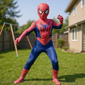 할로윈 슈퍼 히어로 웹 스파이더 마스크 의상과 새로운 레미 점프 슈트 소년 소녀 소프트 통기성 패브릭 파티 드레스 코스프레