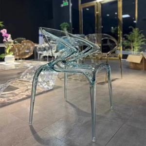 투명 아크릴 카페 의자 럭셔리 하이 엔드 이탈리아 크리스탈 리빙 카페 의자 단일 조각 가구 Sedie Caffè ZY40KFY