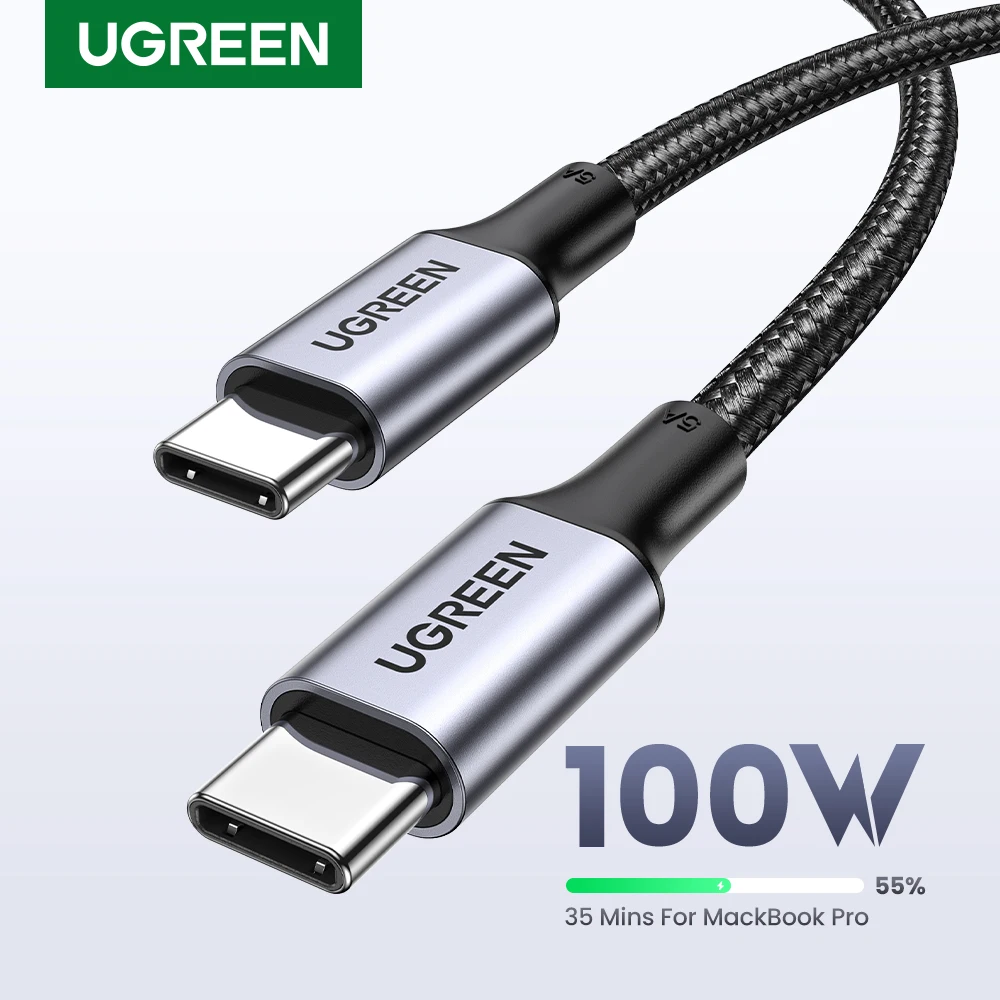 UGREEN-PD100W USB C to C 타입 고속 충전 케이블, 샤오미 삼성 맥북 아이패드 5A 휴대폰 코드