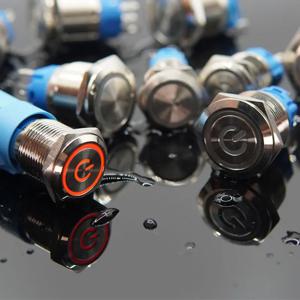 12mm 16mm 19mm 22mm 금속 푸시 버튼 on off 스위치 전원 LED 조명 방수 평면 원형 버튼 3v 6v 12v 24v 110v 220v ip65