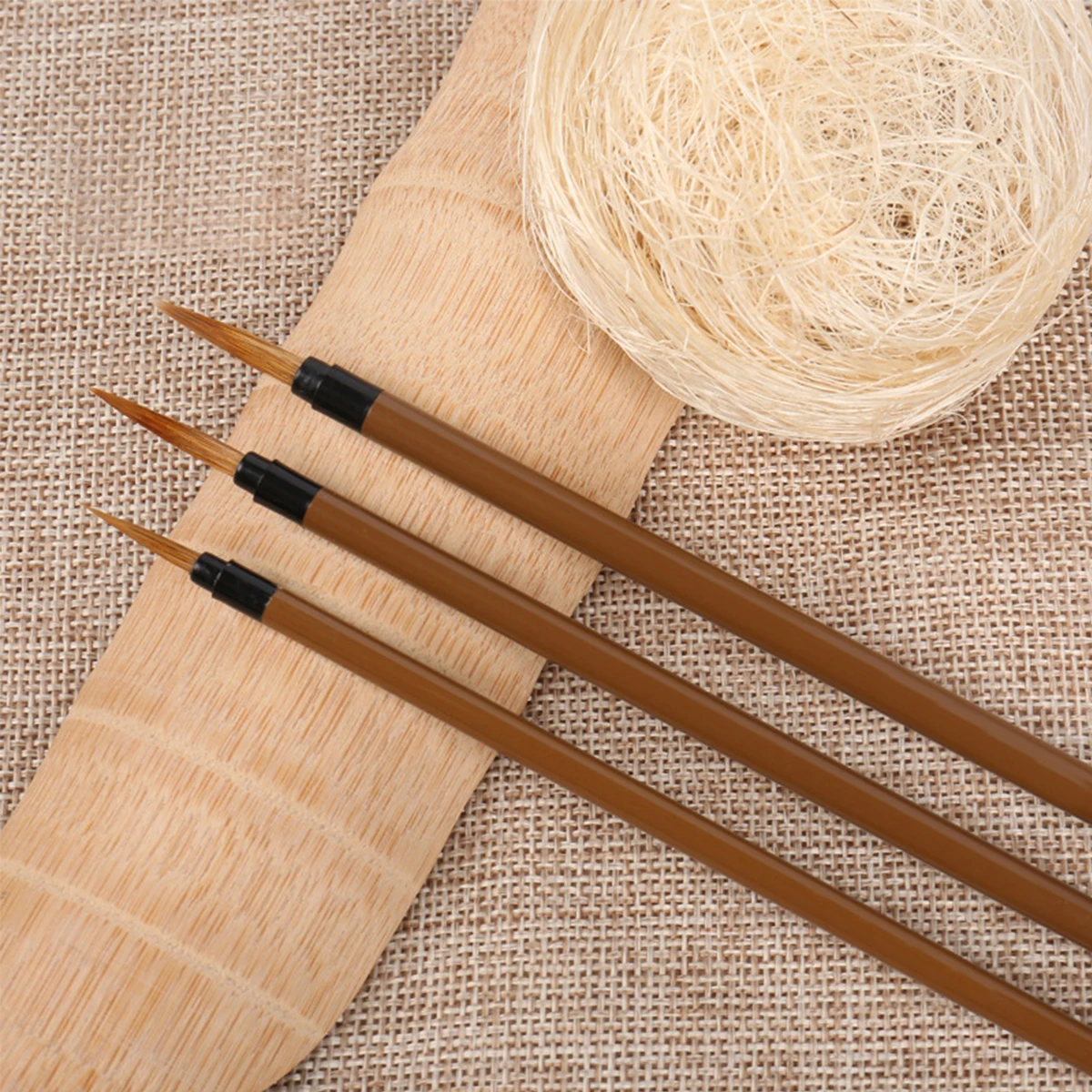 SeamiArt 3pcs 족제비 머리 Chinoiserie 수채화 후크 라인 세부 드로잉을위한 수채화 그림 브러시