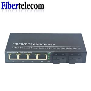 기가비트 이더넷 스위치 광섬유 미디어 변환기 4 RJ45 2 10/100/1000M UTP 2F4E 포트
