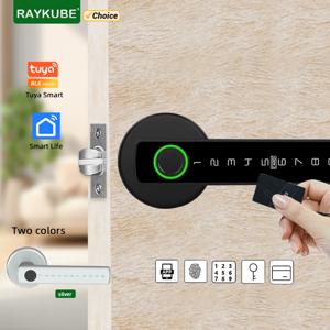 RAYKUBE M5 Tuya BLE 스마트 지문 도어 잠금 장치 비밀번호/키/IC 카드/Smartlife/Tuya APP 잠금 해제 기능이 있는 디지털 전자 잠금 장치