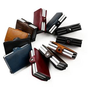 도난 방지 비즈니스 탄소 섬유 안티 Rfid 신용 은행 카드 소지자 케이스 Hasp 남자 더블 금속 상자 카드 소지자 지갑과 12 카드