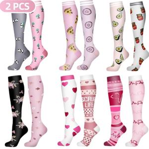 고양이 압박 양말 무릎 높이 20-30 Mmhg, 의료용 부종 당뇨병 정맥류 정맥 러닝 압박 스포츠 양말, 2 쌍, 신제품