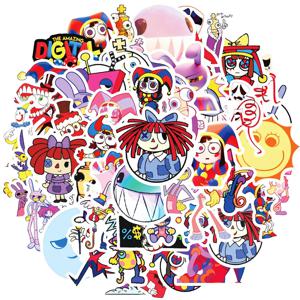 카툰 어메이징 디지털 서커스 방수 그래피티 스티커, 헬멧 자전거 핸드 계정 연필 케이스 데칼, 50 개