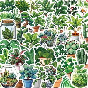 50PCS 귀여운 식물 녹색 미적 스티커 DIY 냉장고 노트북 자전거 전화 가방 만화 스티커 장식