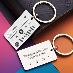 개인화 된 사용자 정의 Spotify 코드 키 체인 새겨진 노래 음악 축복 스테인레스 스틸 열쇠 고리 홀더 커플 P037Q 선물