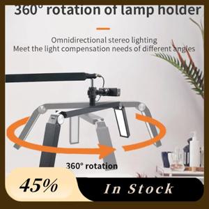 26인치 3램프 데스크탑 램프 30W 접이식 캔틸레버 반달 램프(데스크탑 클램프 및 원격 제어 미국 플러그 포함)
