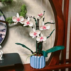 아이콘 인공 꽃 꽃다발 난초 화분에 심은 식물 빌딩 블록 모델 벽돌 Moc 소녀 장난감 성인을위한 DIY 엄마 선물