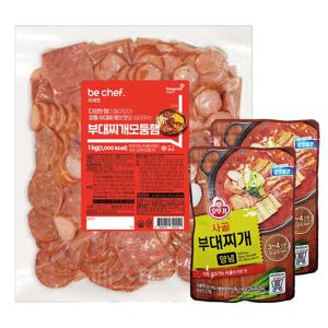 이거다 가정용 부대전골(부대찌개 모듬햄 1kg + 부대찌개 양념 140g 2개) 세트
