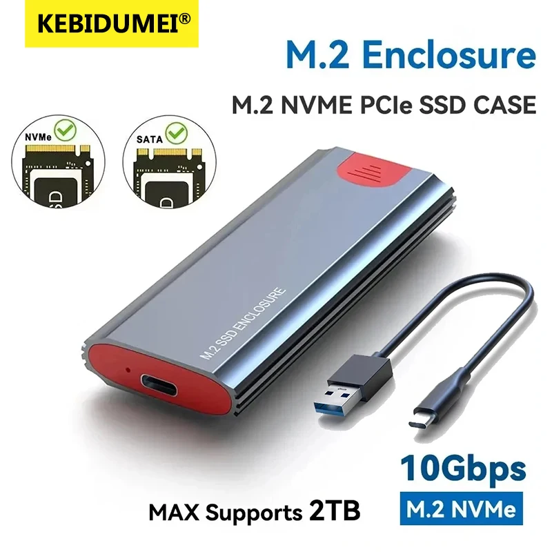 M2 SSD 케이스 M.2 NVMe SATA SSD 외장 케이스 어댑터 10Gbps USB 3.2 Gen2 USB C 외장 케이스 M 및 B 및 B&M 키 지원