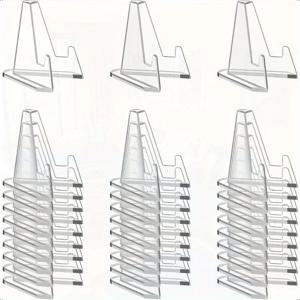 30PCS 아크릴 동전 디스플레이 스탠드 투명 삼각형 명함 사진 가정용 홀더를 보여주는 작은 접시 껍질