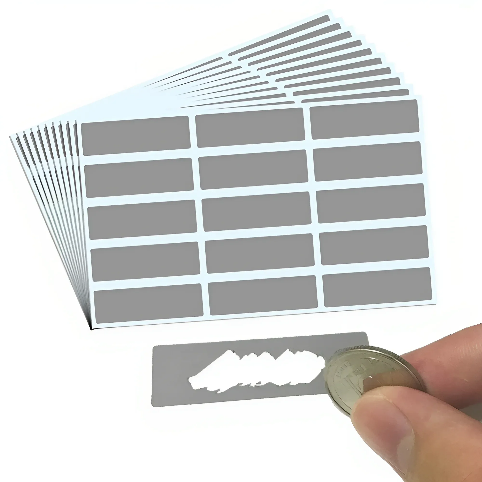 100개/팩 직사각형 스크래치 오프 스티커 라벨, 1.9 x 0.6인치