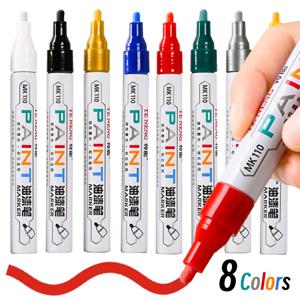 8가지 색상 자동차 스크래치 복원 페인트 펜, 속건 터치업 페인트 복원 펜, 방수 휠 타이어 마커, 자동차 페인트 마커 펜