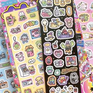 한국어 만화 귀여운 카와이 낙서 손으로 그린 ​​토끼 스티커 손 계정 사진 플래너 일기 스크랩북 DIY 장식 스티커