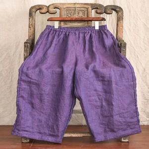 예술적인 하이엔드 헴프 와이드 레그 팬츠 여성용 얇은 캐주얼 하란 루즈 코튼 린넨 9부 팬츠 편안한 스트레이트 컷