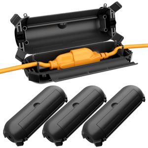 4팩 미니 IP44 방수 실외 연결 상자, 실외 플러그, 조명, 케이블용 비바람에 견디는 연장 코드 안전 커버