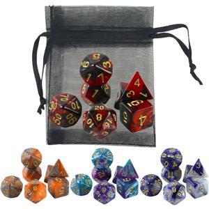 7pcs DND 다면체 주사위 보드 게임 용 가방이있는 더블 컬러 주사위 DND RPG 롤 플레잉 게임 액세서리
