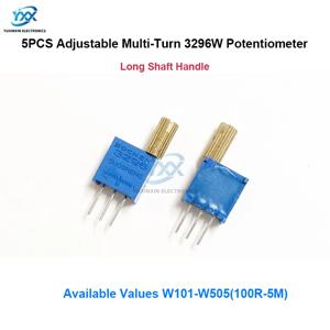 5개입 3296W 가변저항기 조절식 멀티턴 롱 샤프트 핸들 100R 200R W103 W104 W503 1K 2K 5K 10K 20K 50K 100K 200K 500K 1M