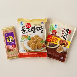 [사조공식샵] 한돈살코기햄 1kg + 알찬 동그랑땡 750g + 미니마늘숙성떡갈비 540g(360+180)