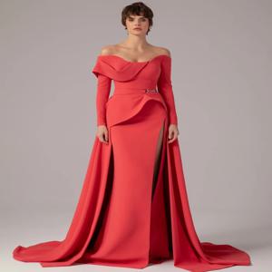 맞춤형 고품질 우아한 저지 새시 주름 장식 A라인 오프숄더 롱 드레스 맞춤형 행사 드레스 사이즈 가능