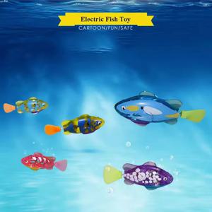 6개 - 물속에서 수영하는 프리미엄 전자 물고기 장난감, LED 조명이 물속에서 수영을 시작시킵니다, 어린이 목욕 및 물놀이
