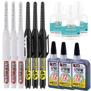 45mm 방수 딥 홀 마커 펜 롱 닙 헤드 목수용 펜 화이트/블랙/블루 잉크 다목적 목공 수공구용